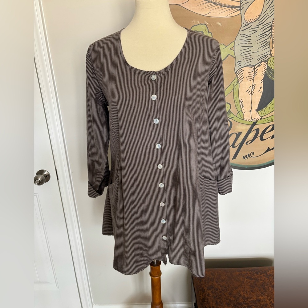 Striped Button-Down Tunic